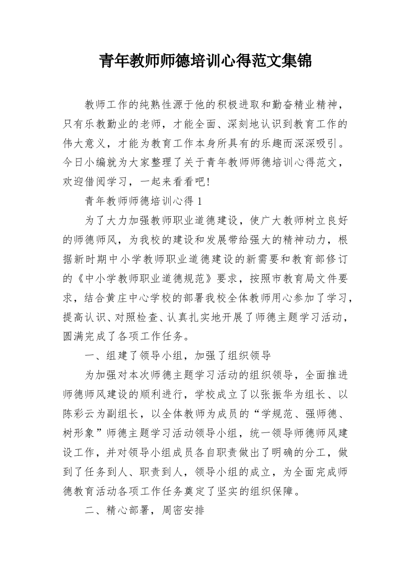 青年教师师德培训心得范文集锦