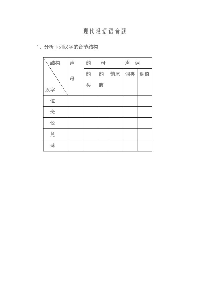 现代汉语语音题