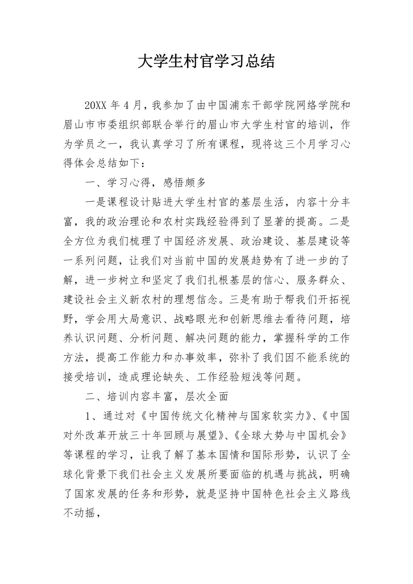 大学生村官学习总结_1