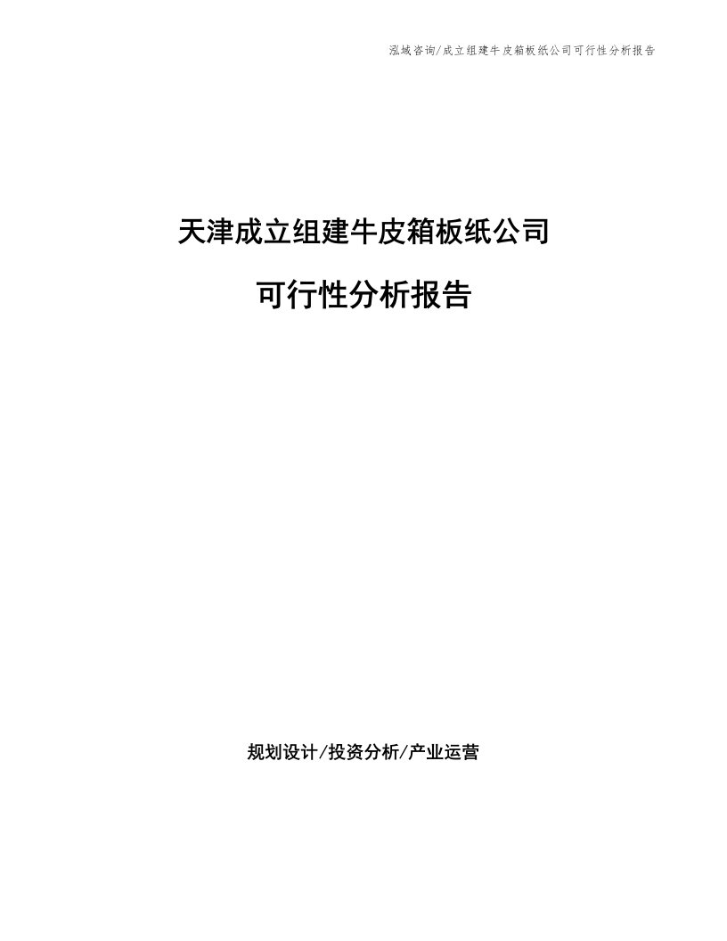 天津成立组建牛皮箱板纸公司可行性分析报告（参考模板）