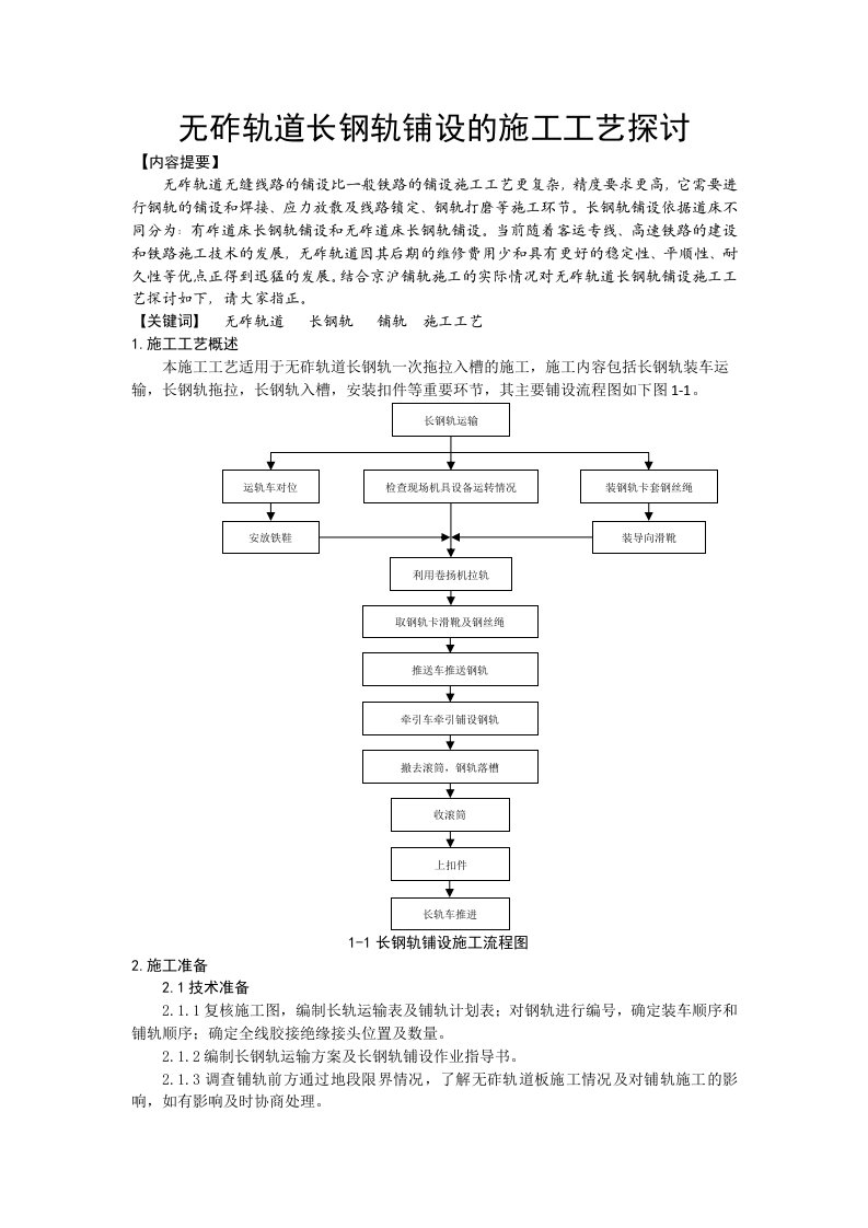 无砟轨道长钢轨的铺设施工