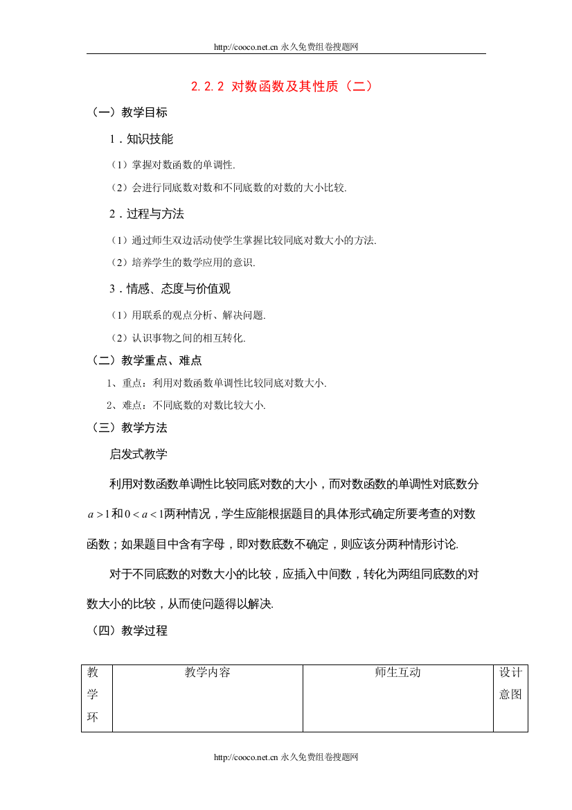 【精编】222对数函数及其性质（二）doc高中数学