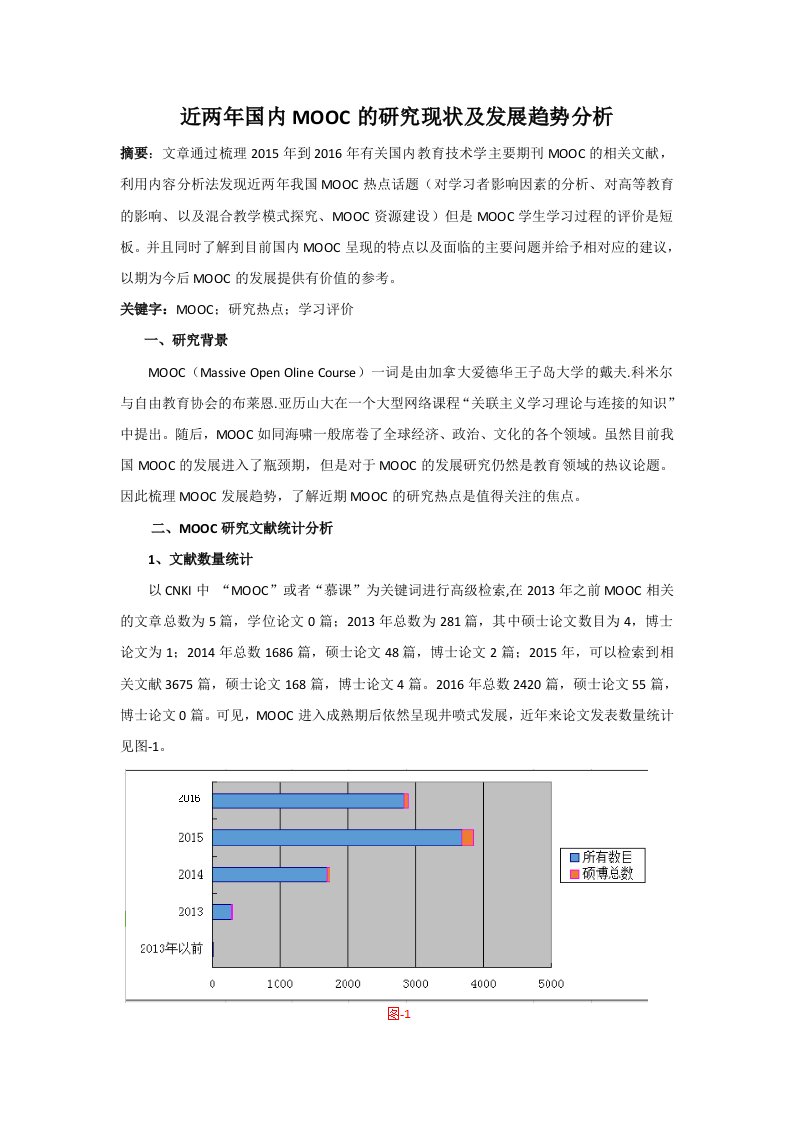 近两年国内mooc的研究现状及发展趋势分析