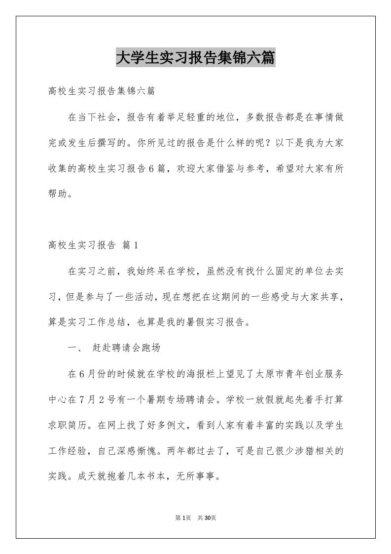 大学生实习报告集锦六篇范文