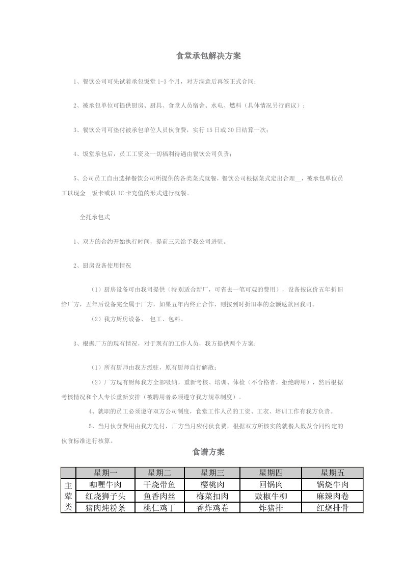 食堂承包解决方案