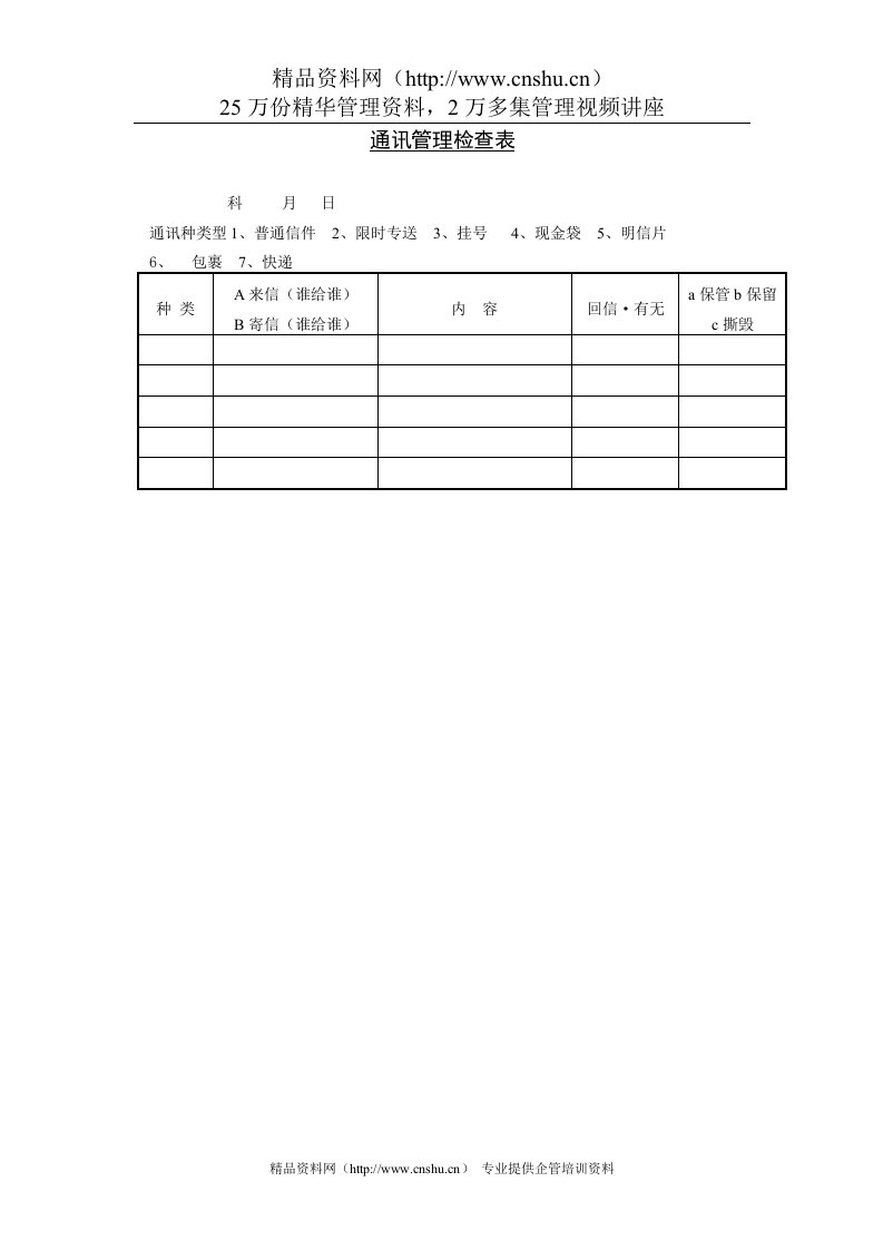 通讯管理检查表