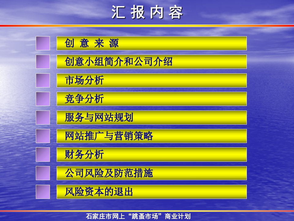 商业计划书石家庄市高校网上跳蚤市场ppt课件PPT课件