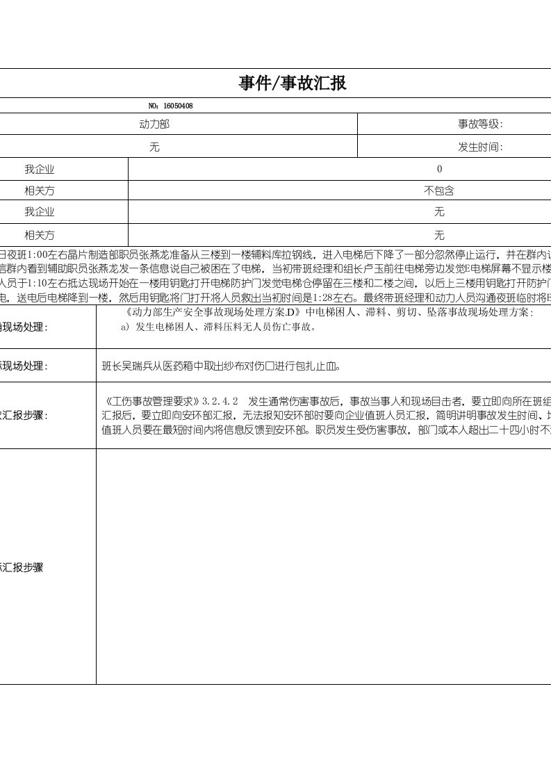 4.10电梯困人事故报告样本