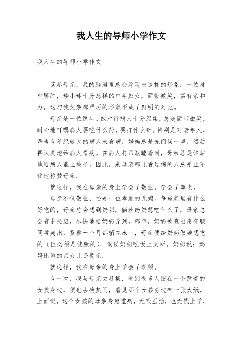 我人生的导师小学作文