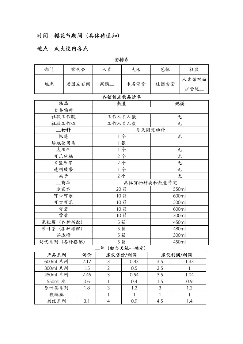 樱花节义卖具体方案