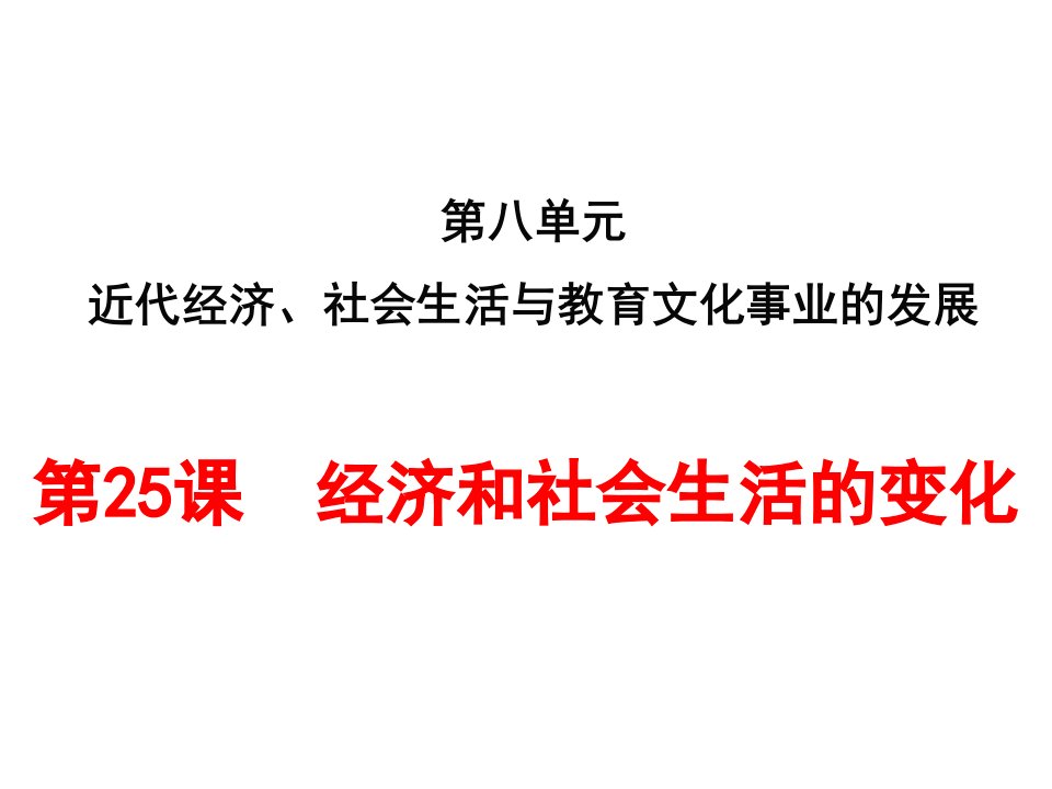 人教版八年级历史上册《25经济和社会生活的变化》优质课ppt课件