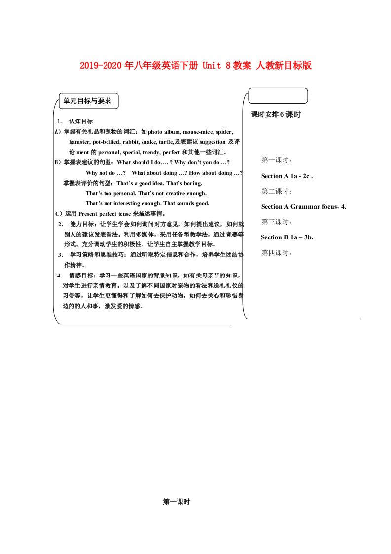 2019-2020年八年级英语下册