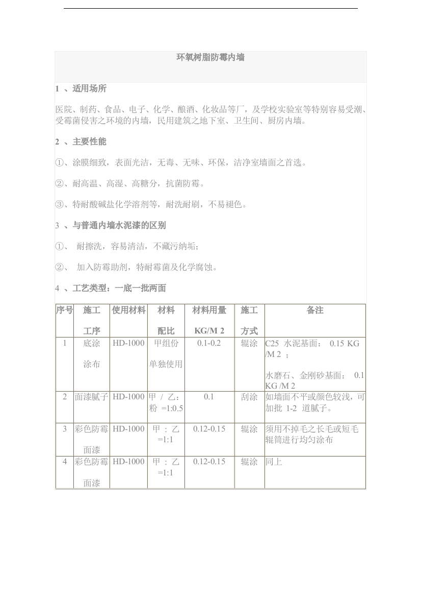 环氧树脂防霉内墙