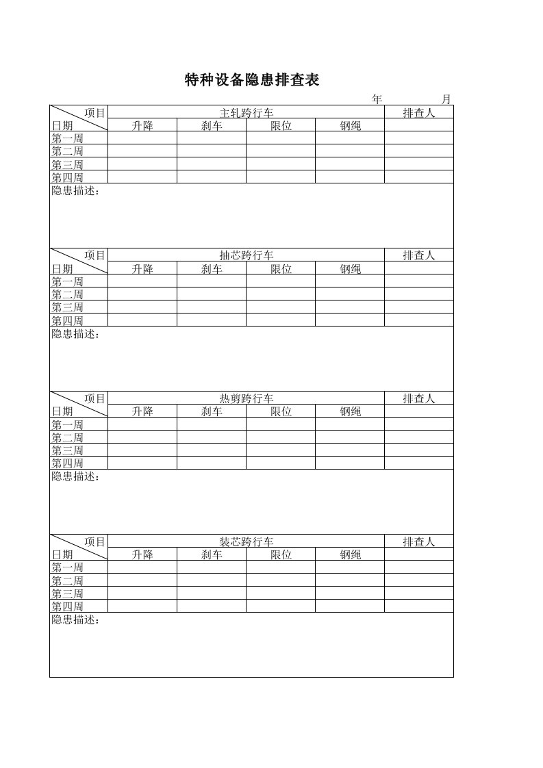 特种设备隐患排查表