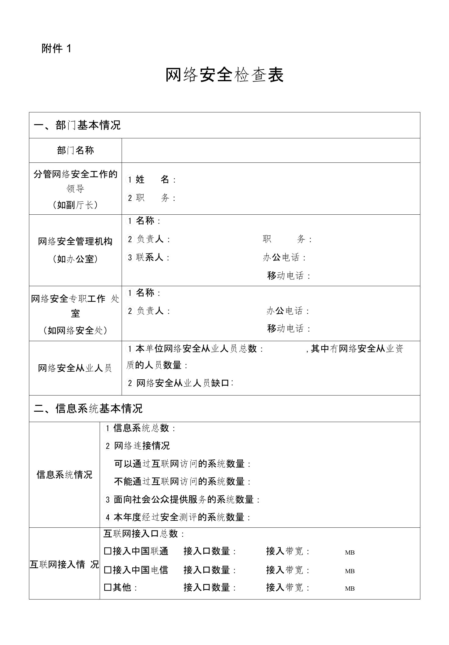 网络安全检查表