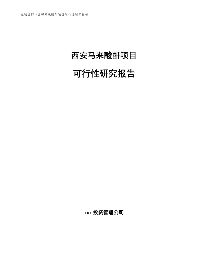 西安马来酸酐项目可行性研究报告模板参考