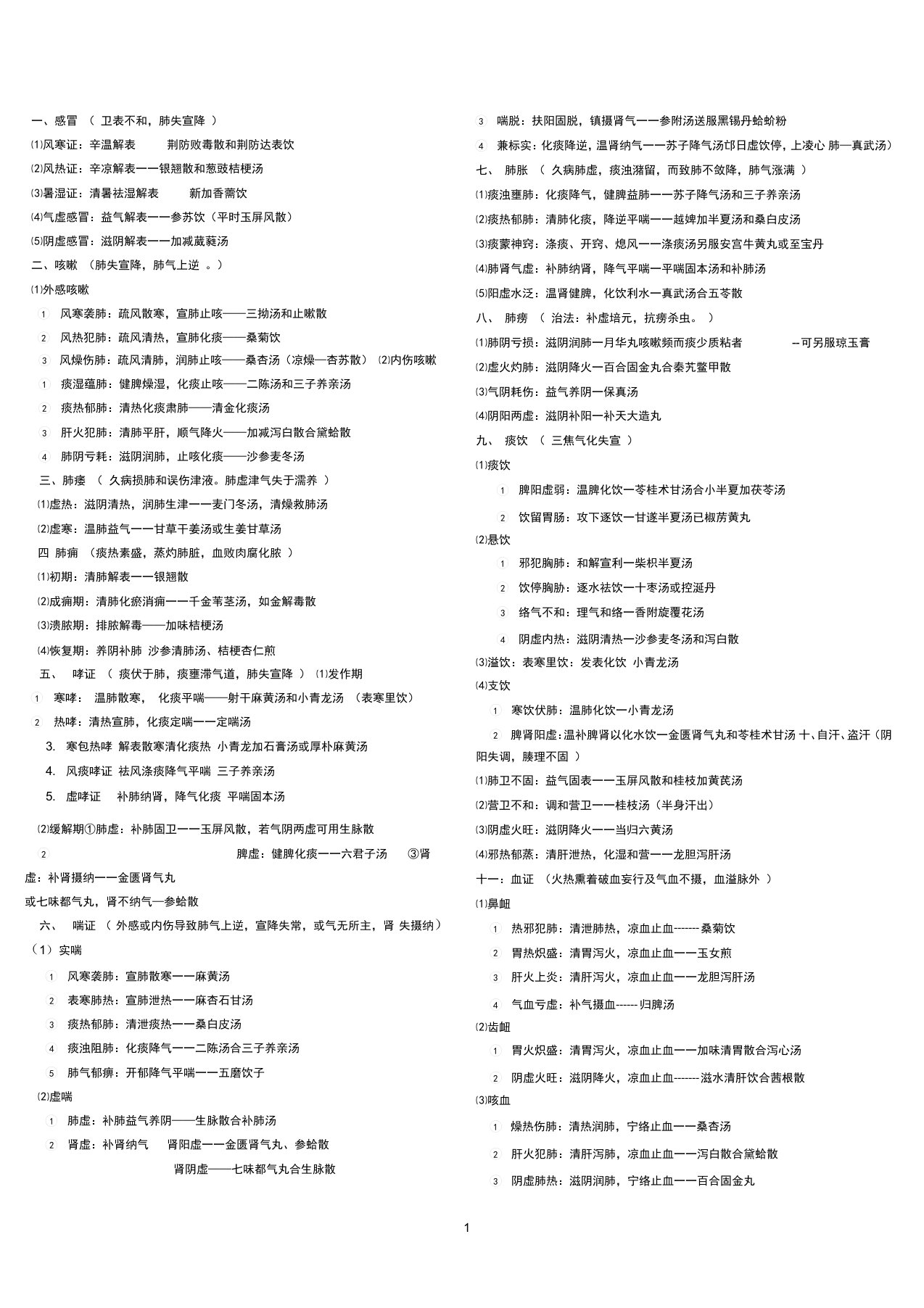 (完整word版)真正完美第五版中医内科学总结