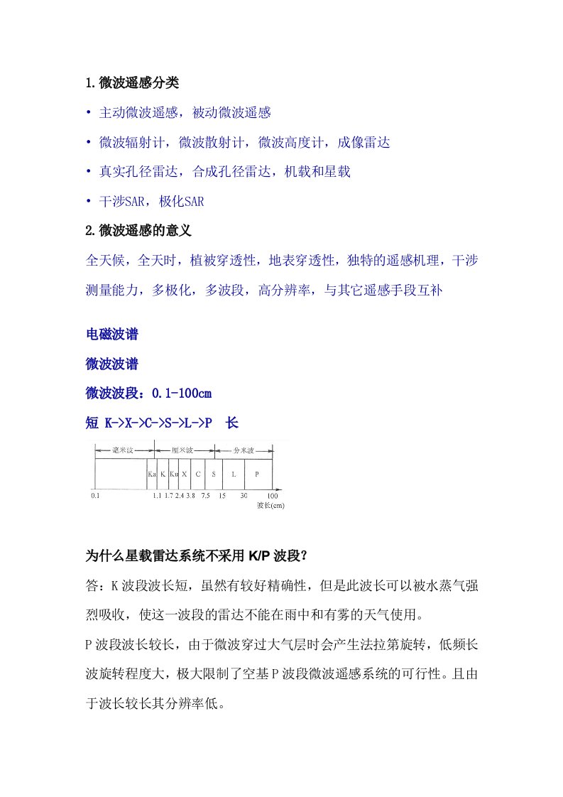 微波遥感-期末--知识点-复习-资料