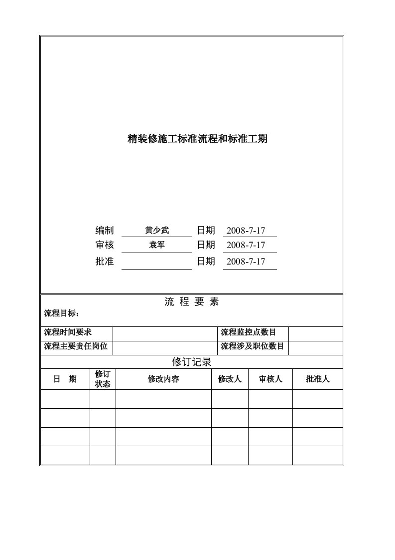 万科精装修标准流程与工期