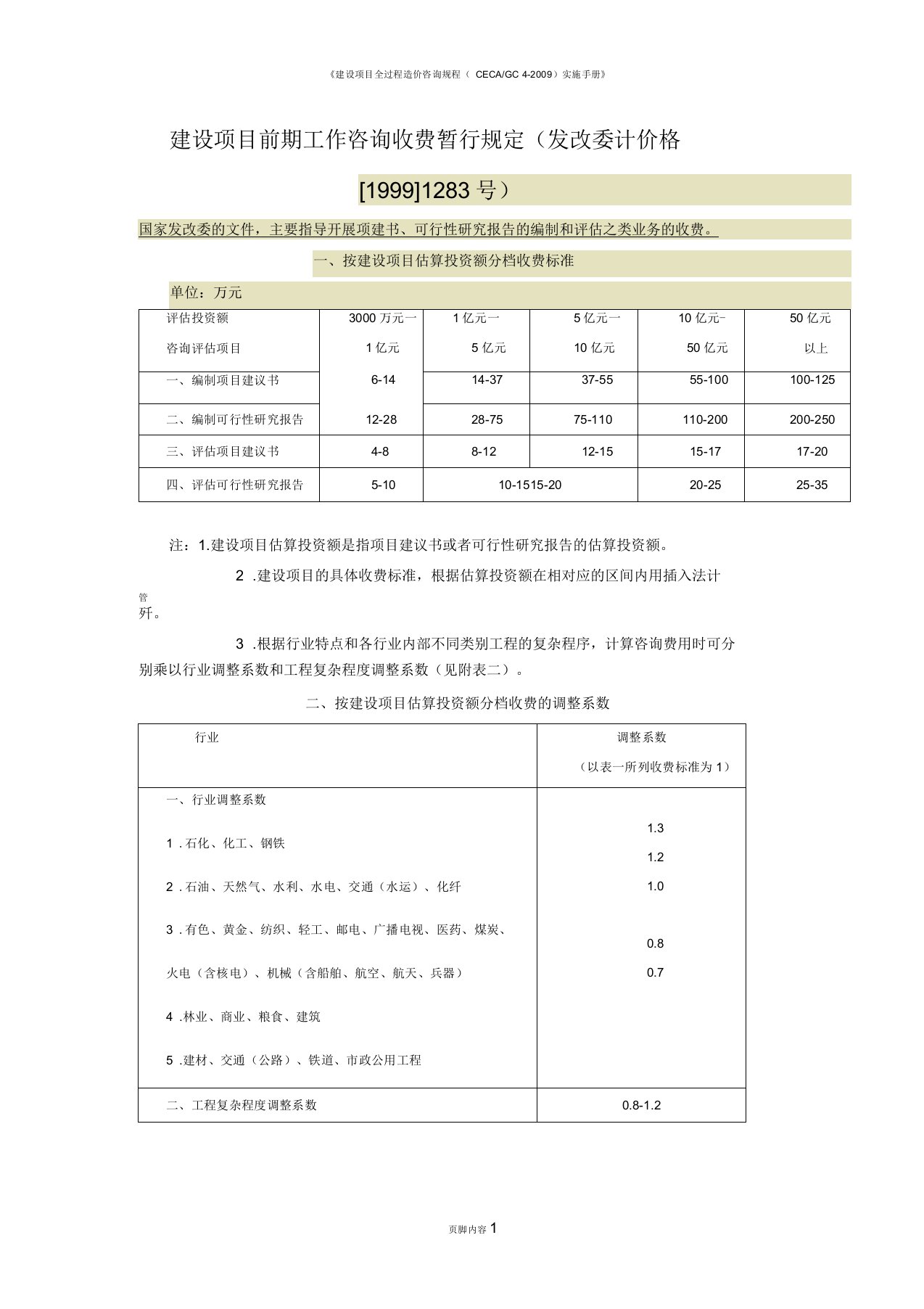 建设项目前期工作咨询收费暂行规定