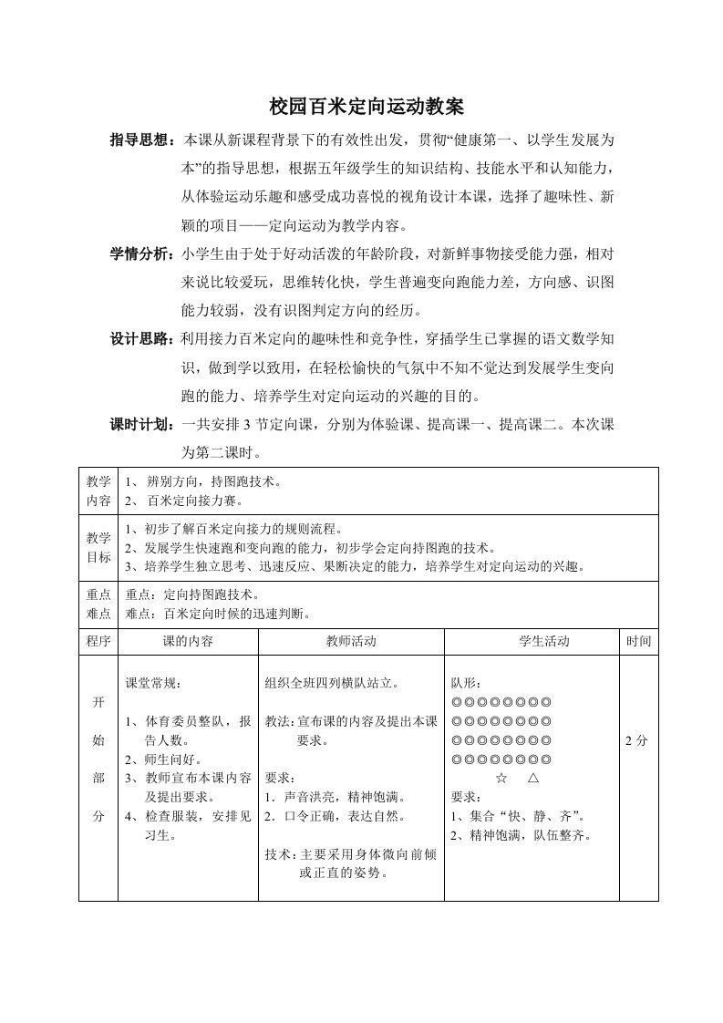 小学定向运动公开课（精选）