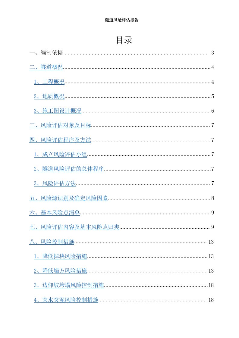 隧道风险评估报告