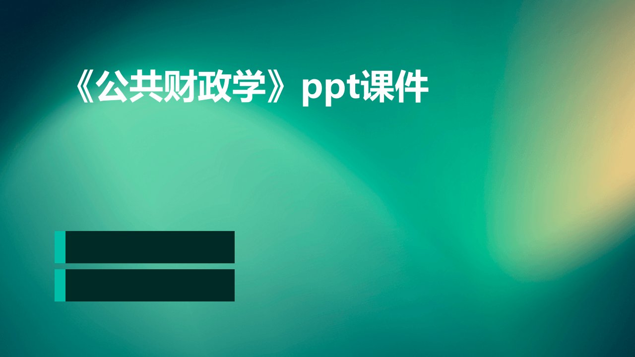 《公共财政学》课件