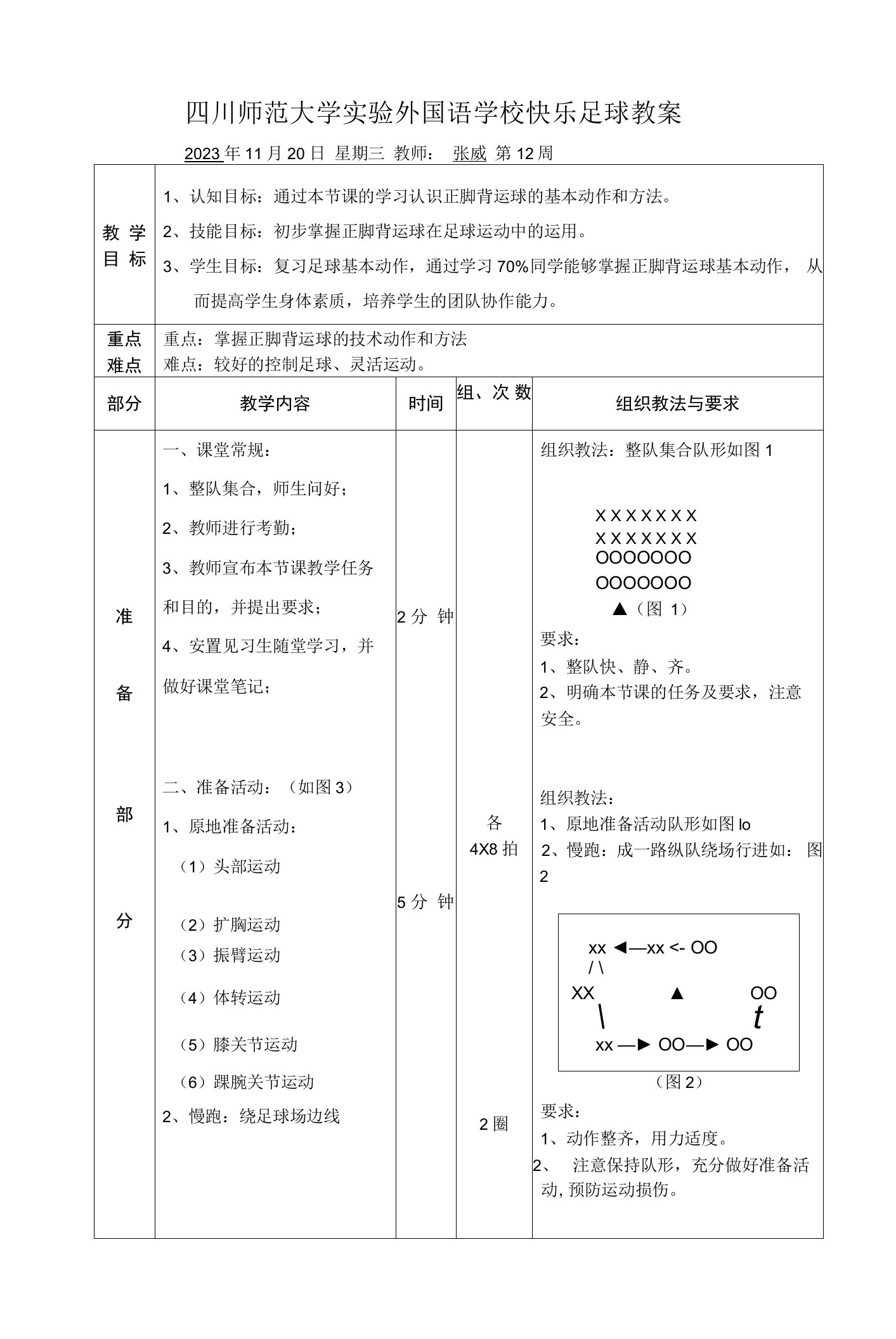 小学体育与健康人教四年级全一册第三部分体育运动技能快乐足球教案