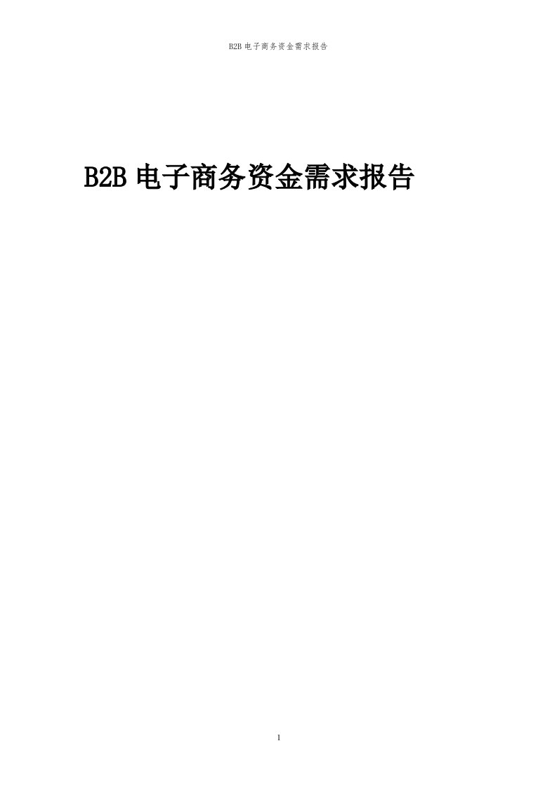 2024年B2B电子商务项目资金需求报告代可行性研究报告