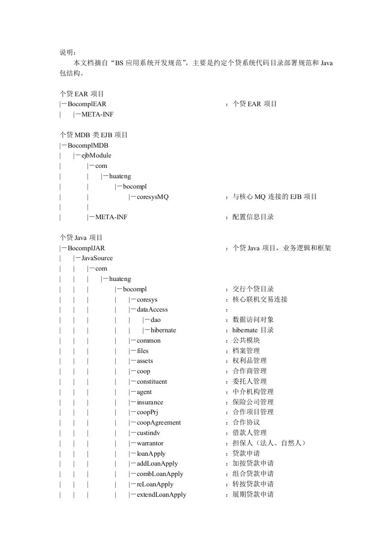 交行个贷代码目录包结构规范