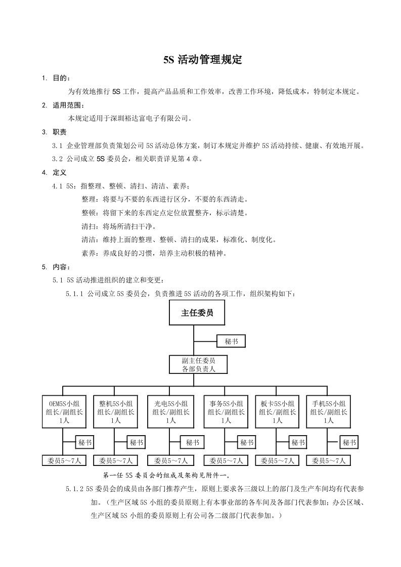 5S活动管理规定