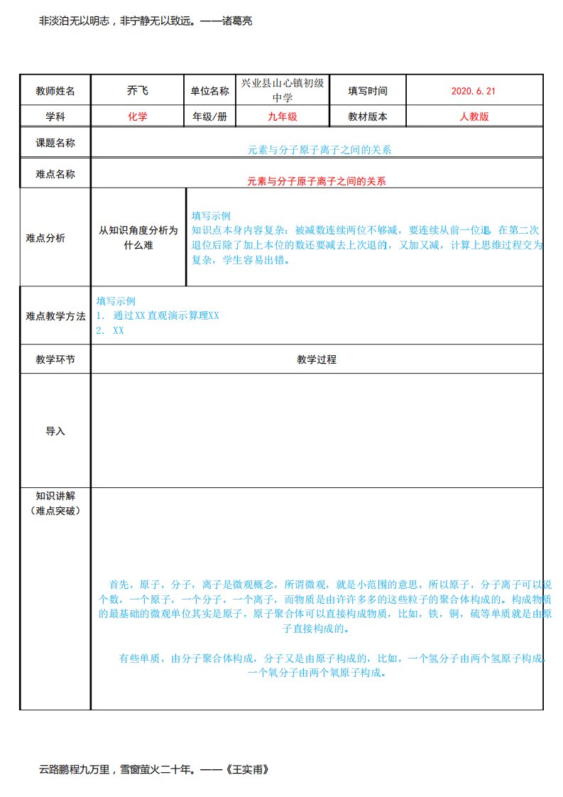 元素与分子原子离子之间的关系