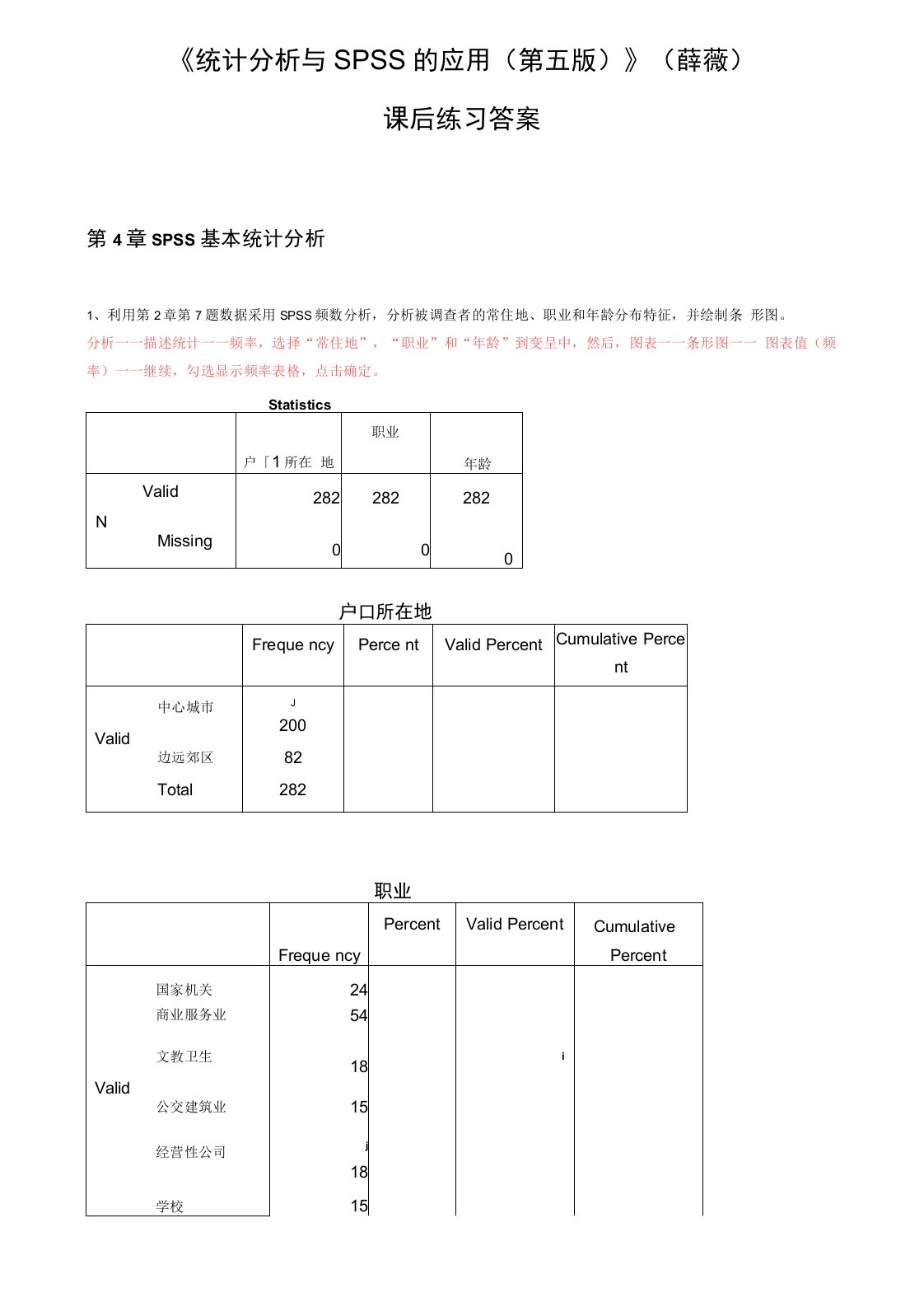 《统计分析及SPSS的应用》课后练习答案解析(第4章)