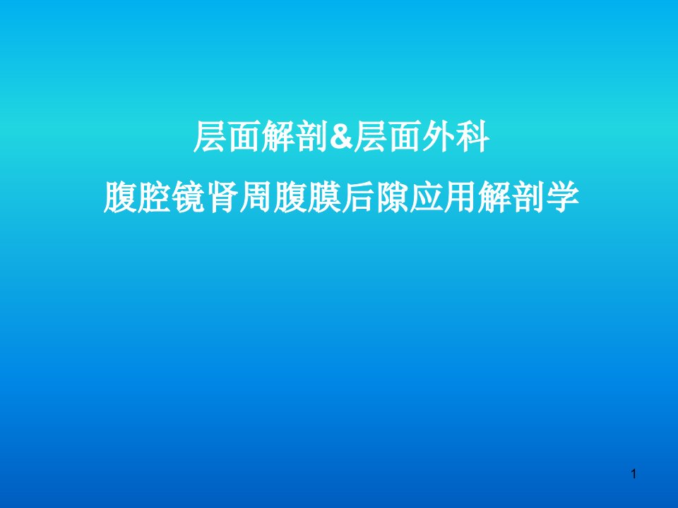 层面解剖与层面外科腹腔镜肾周腹膜后隙应用解剖学