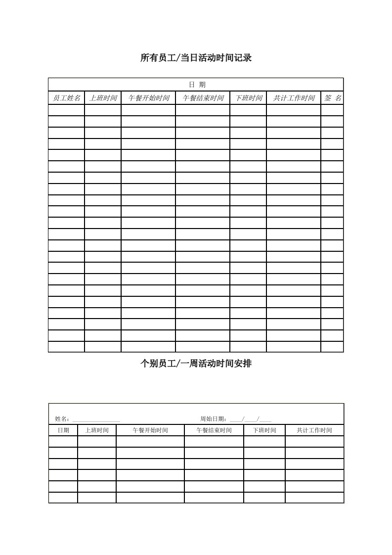 时间管理-考勤管理所有员工当日活动时间记录