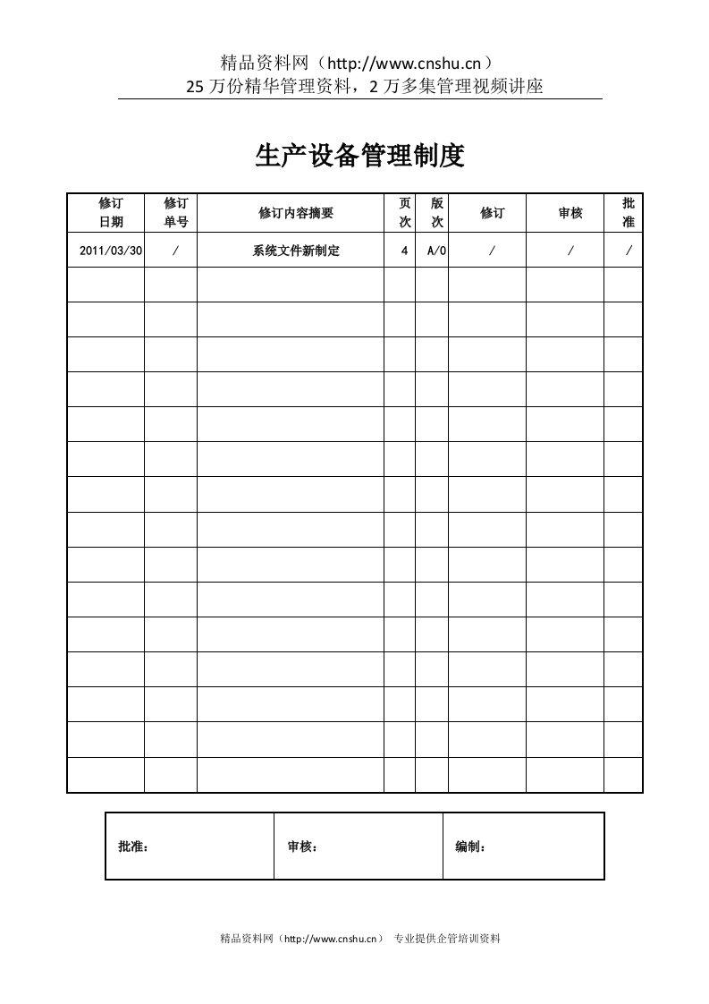 污水处理厂生产设备管理制度