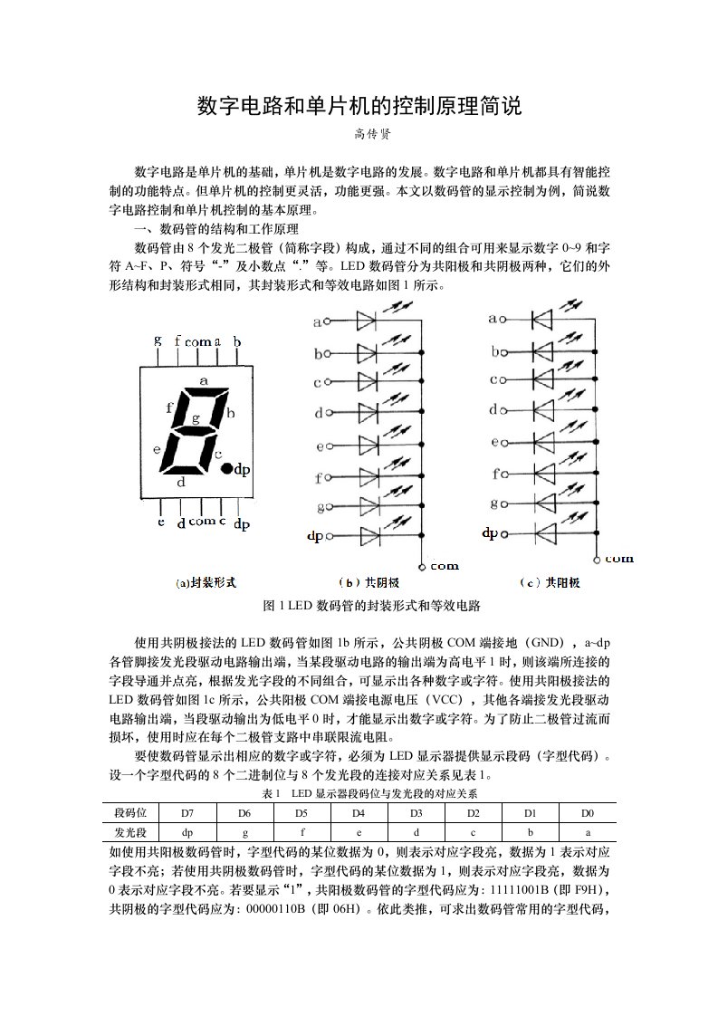 数字电路和单片机的控制原理简说