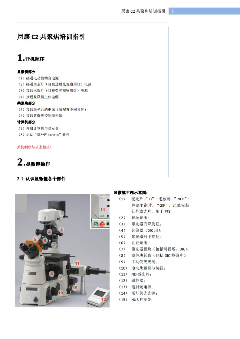 尼康C2共聚焦培训指引