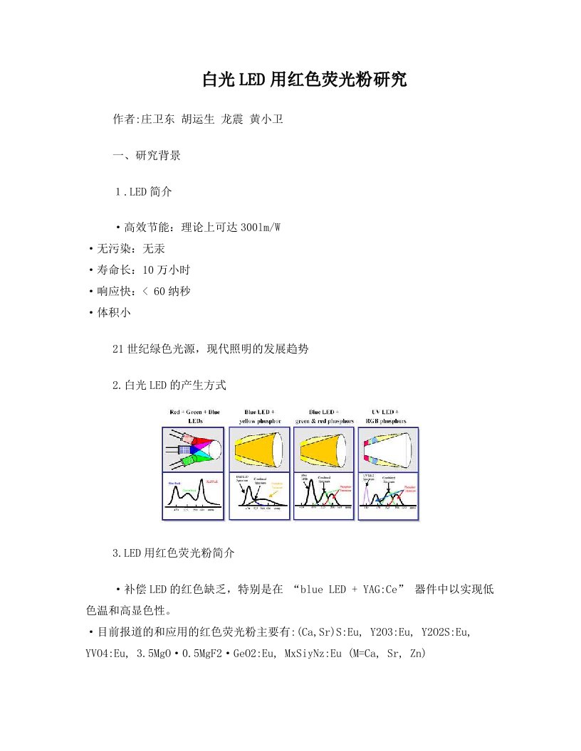 白光LED用红色荧光粉研究