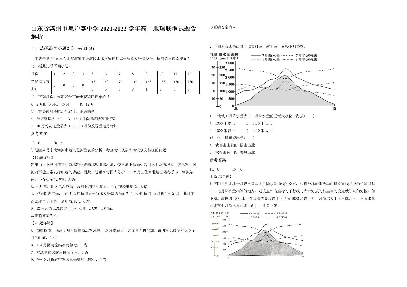 山东省滨州市皂户李中学2021-2022学年高二地理联考试题含解析