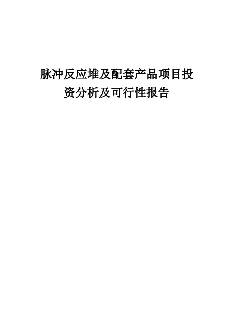 2024年脉冲反应堆及配套产品项目投资分析及可行性报告