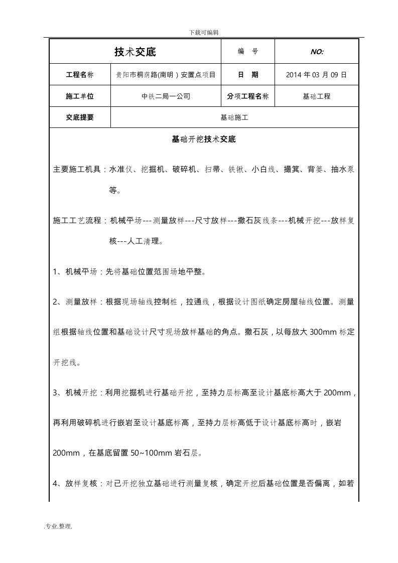 独立基础技术交底大全