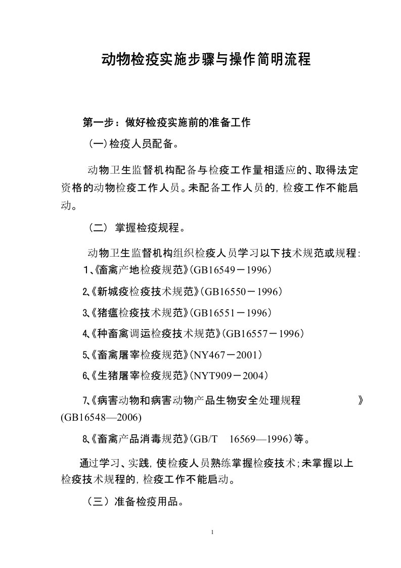 动物检疫实施步骤与操作简明流程