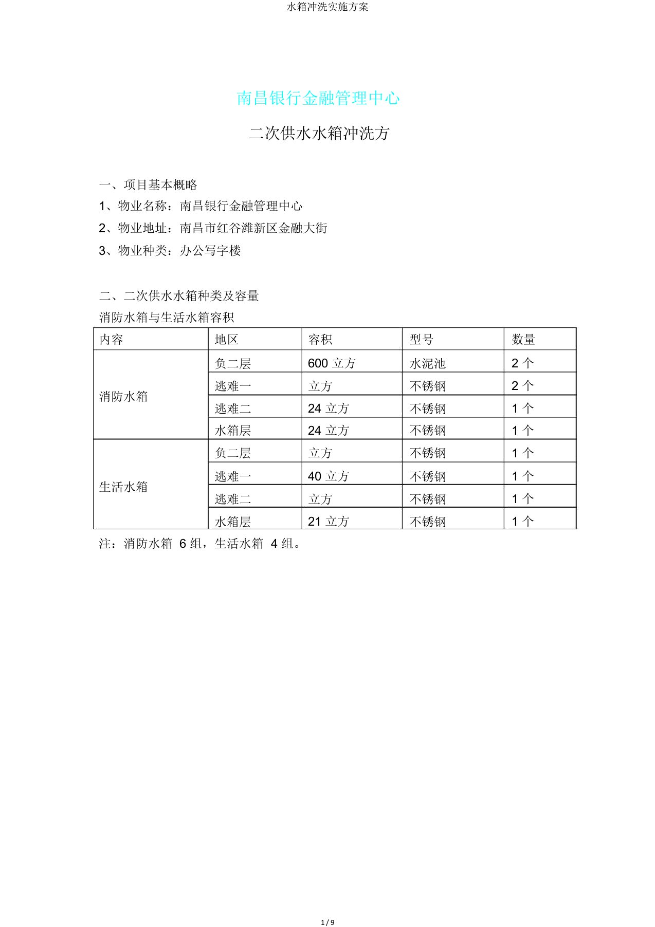 水箱清洗实施方案