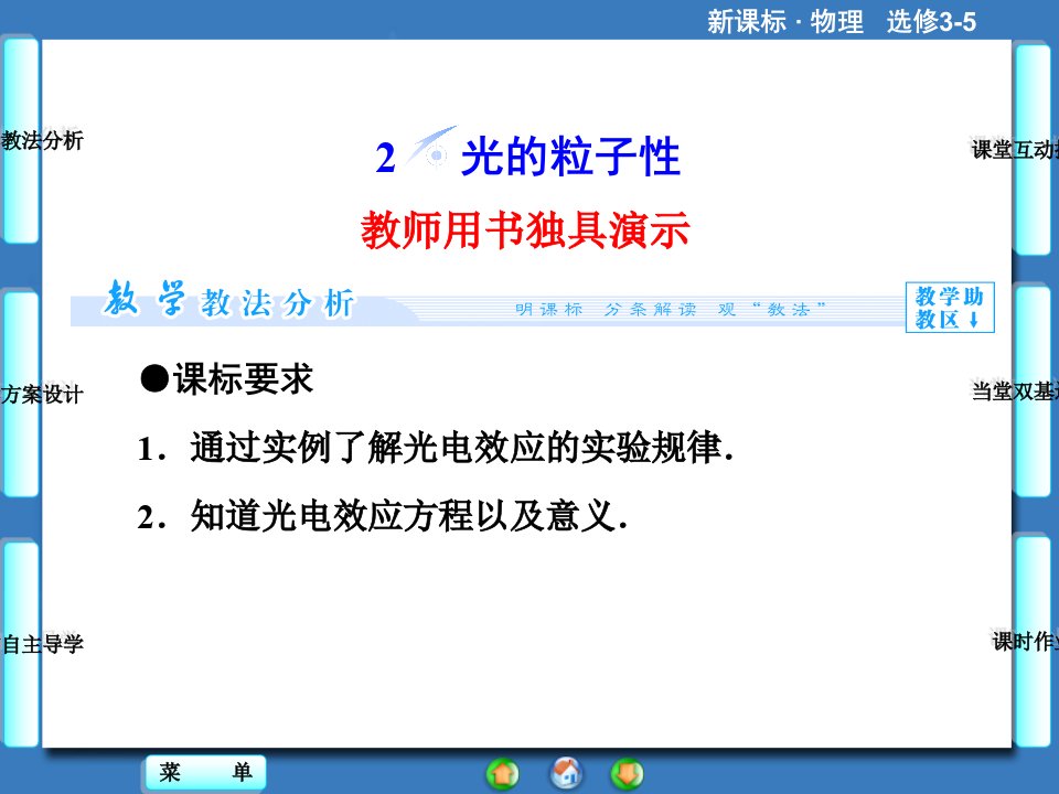 课堂新坐标物理人教选修课件：光的粒子性