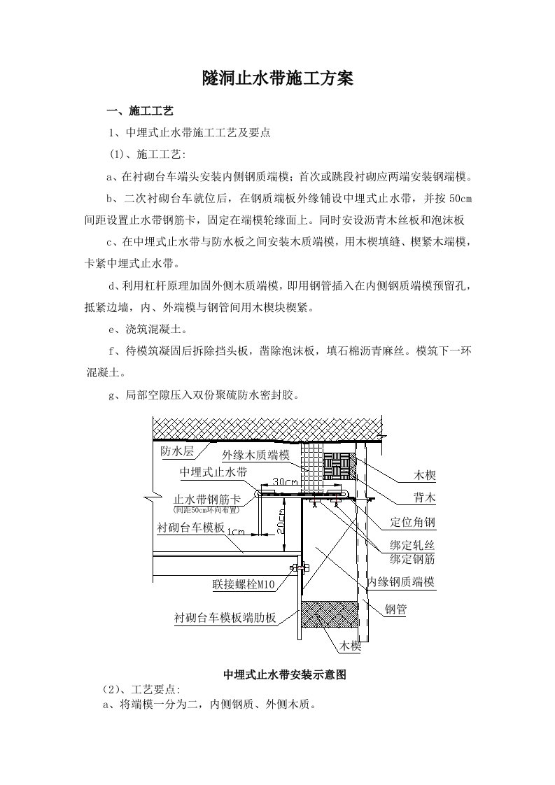 隧道止水带施工方案工艺