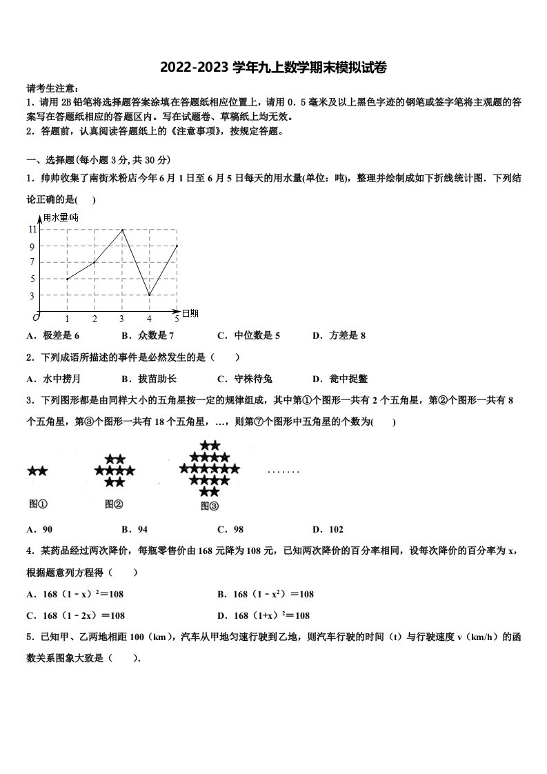 2023届安徽省桐城实验中学九年级数学第一学期期末联考模拟试题含解析