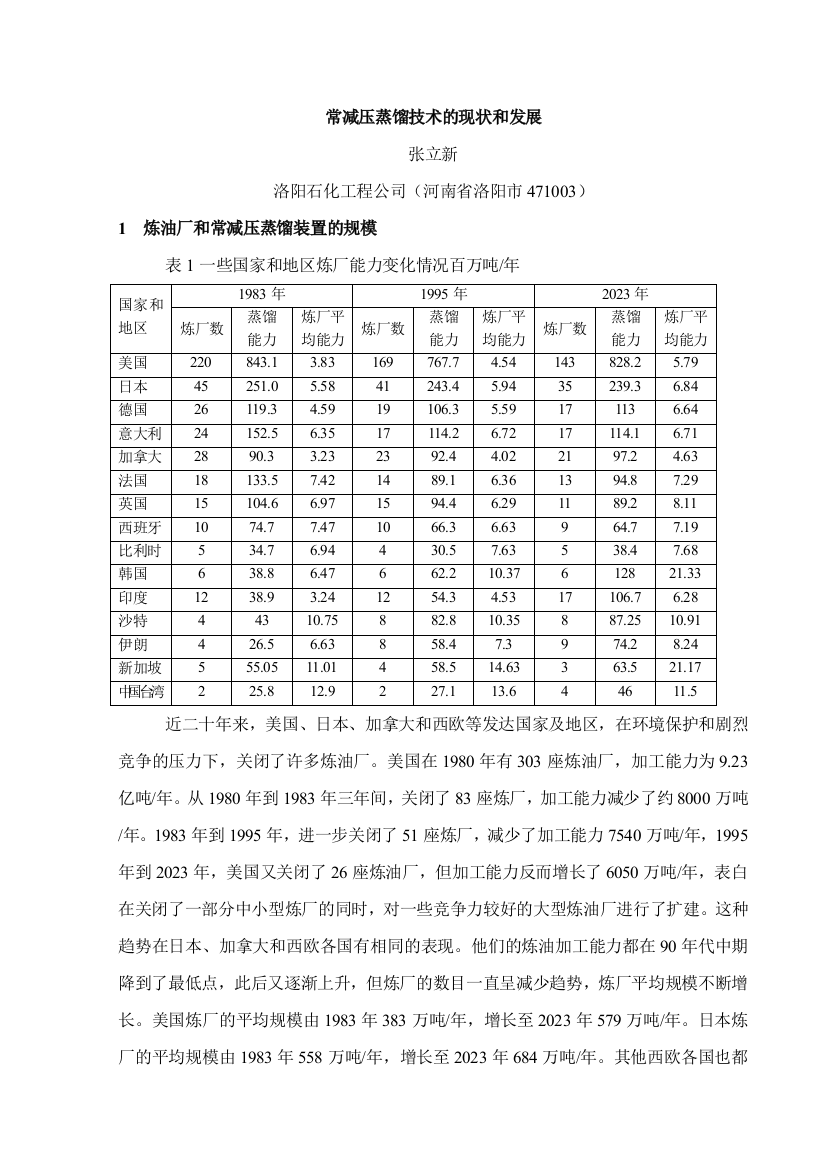 新版十四常减压蒸馏技术的现状和发展