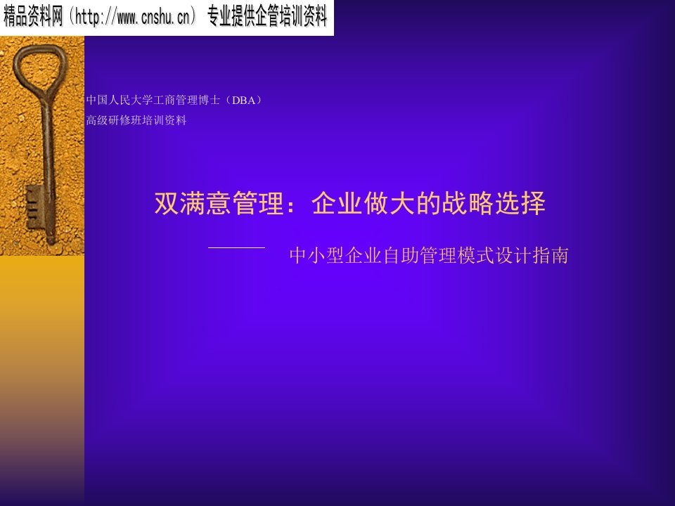 双满意管理：企业做大的战略选择（PPT48页）