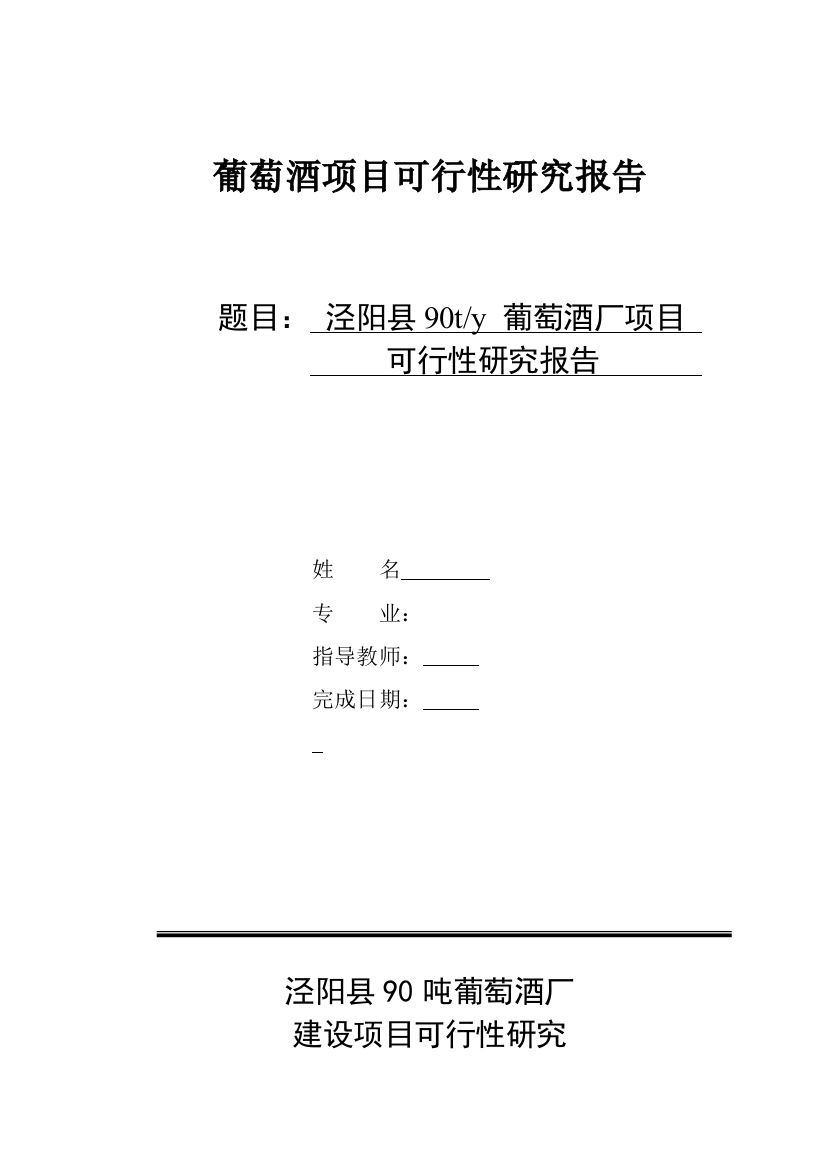 泾阳葡萄酒项目可行性报告